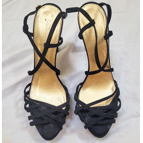 J. Crew black suede strappy heels size 10 - Picture 2 of 4